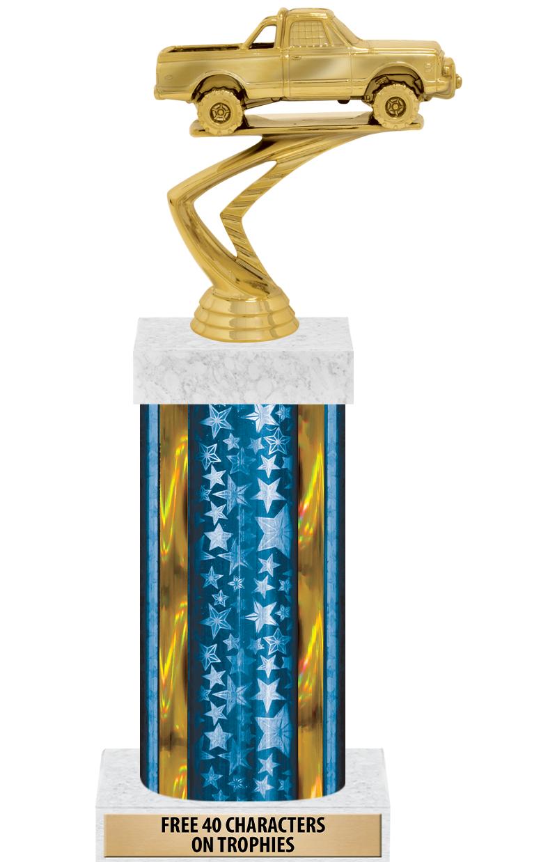 14"BLUE/GD-STARS-GD FIG/SQUARE