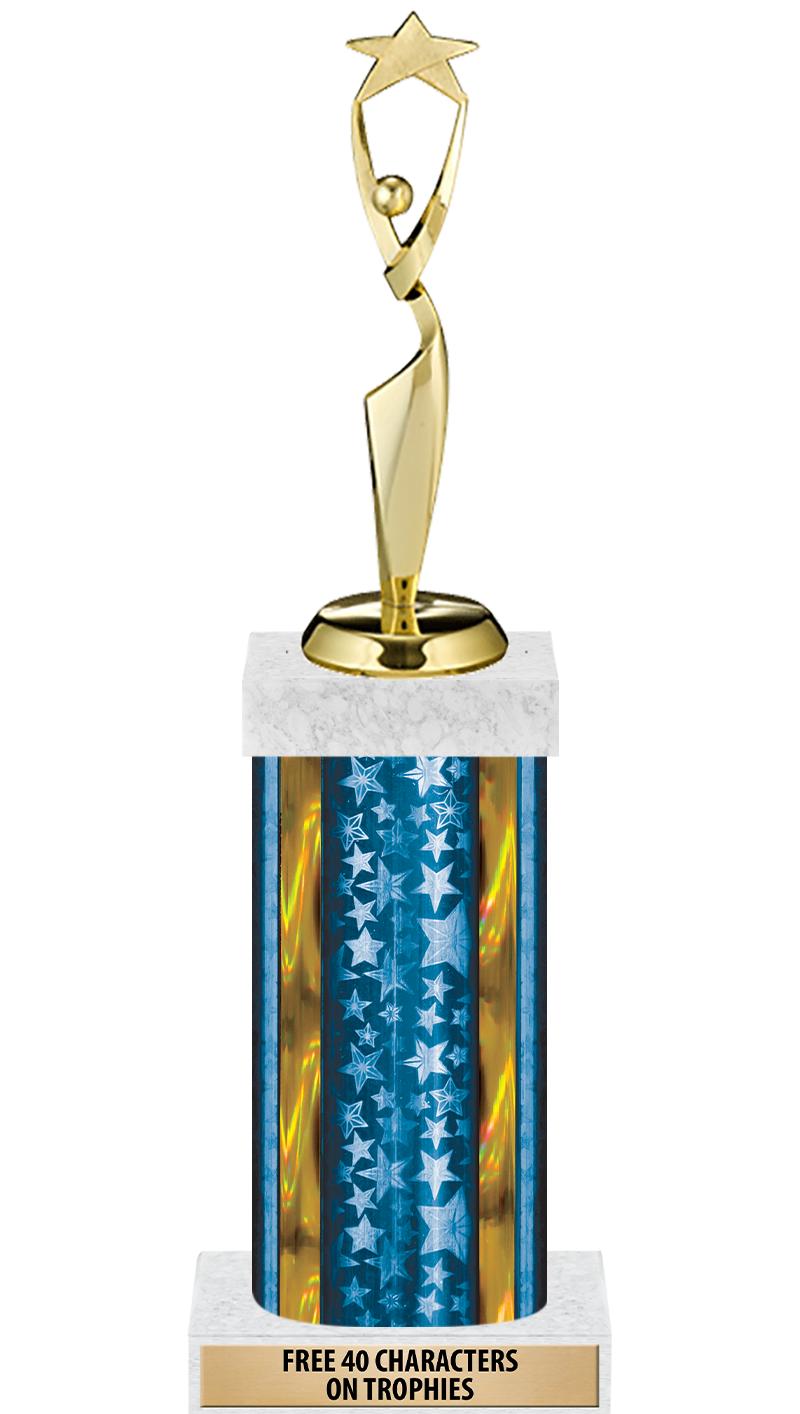 14"BLUE/GD-STARS-GD FIG/SQUARE