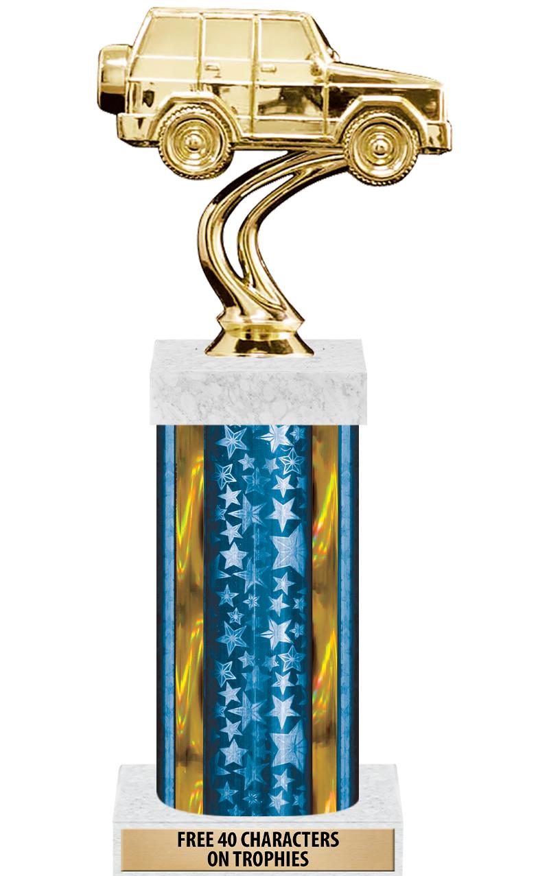 14"BLUE/GD-STARS-GD FIG/SQUARE