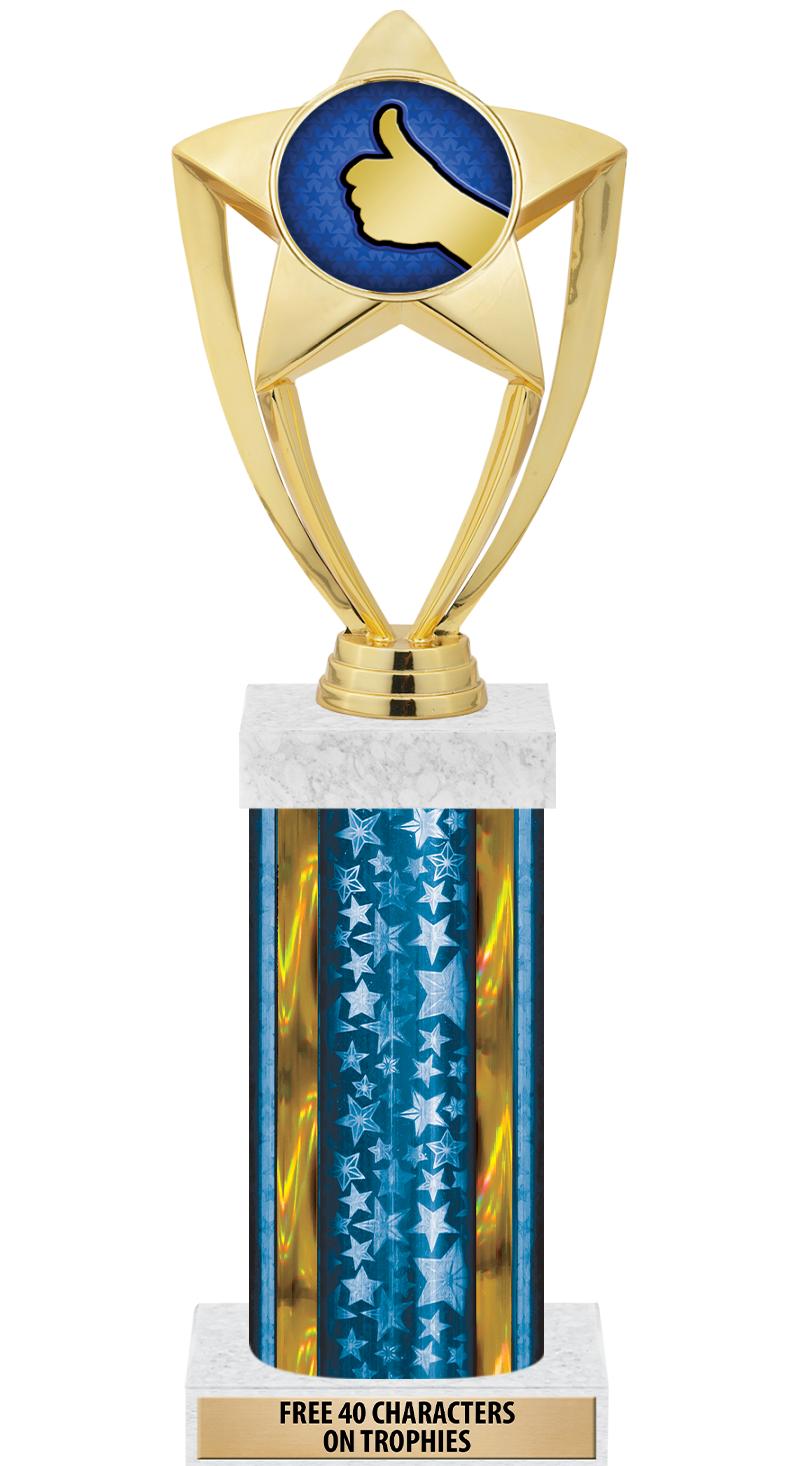 14"BLUE/GD-STARS-GD FIG/SQUARE