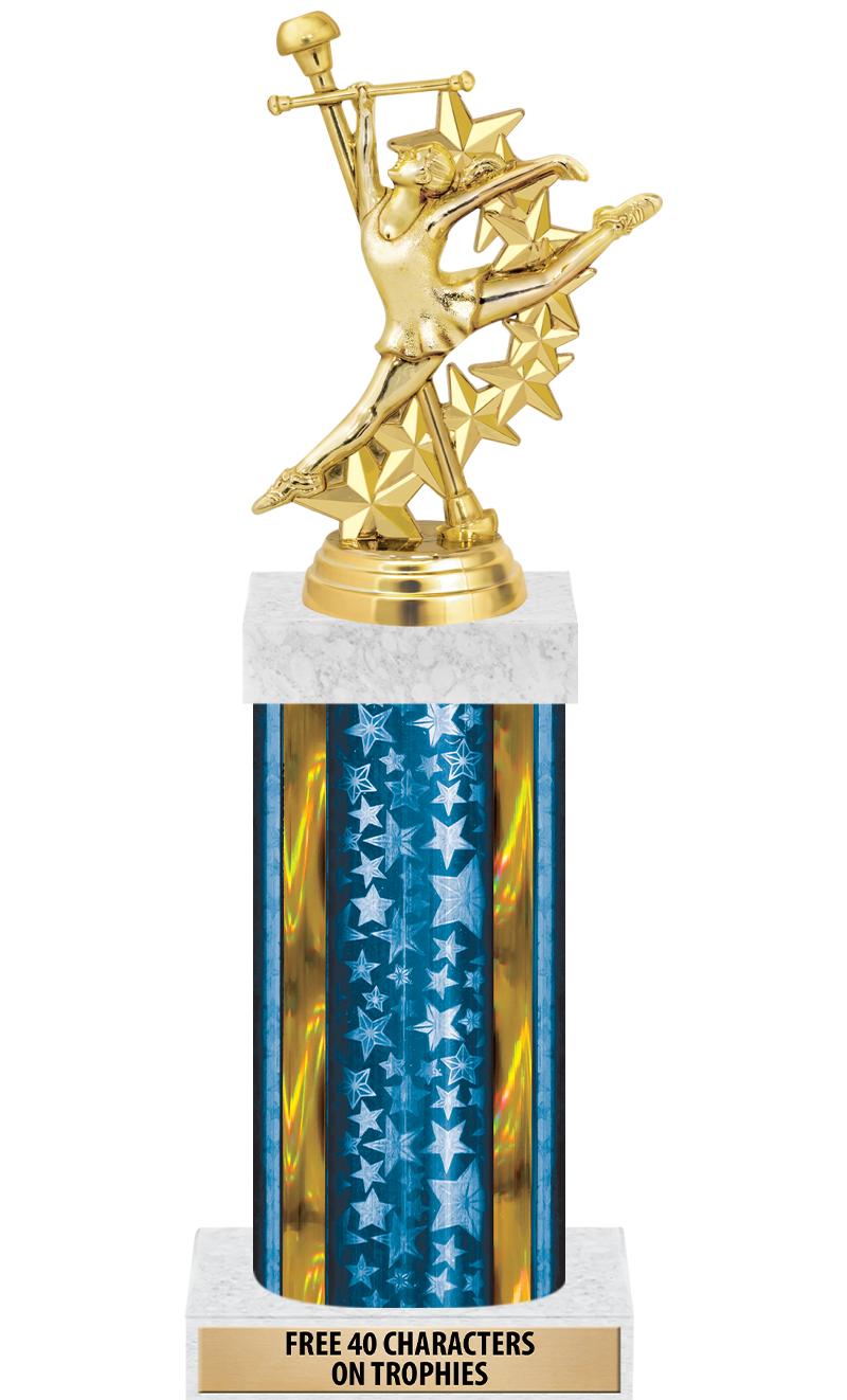 14"BLUE/GD-STARS-GD FIG/SQUARE