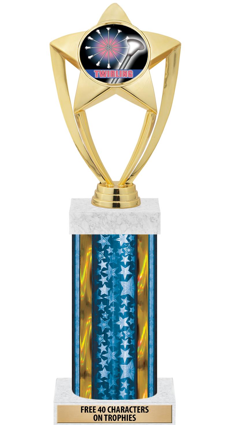 14"BLUE/GD-STARS-GD FIG/SQUARE