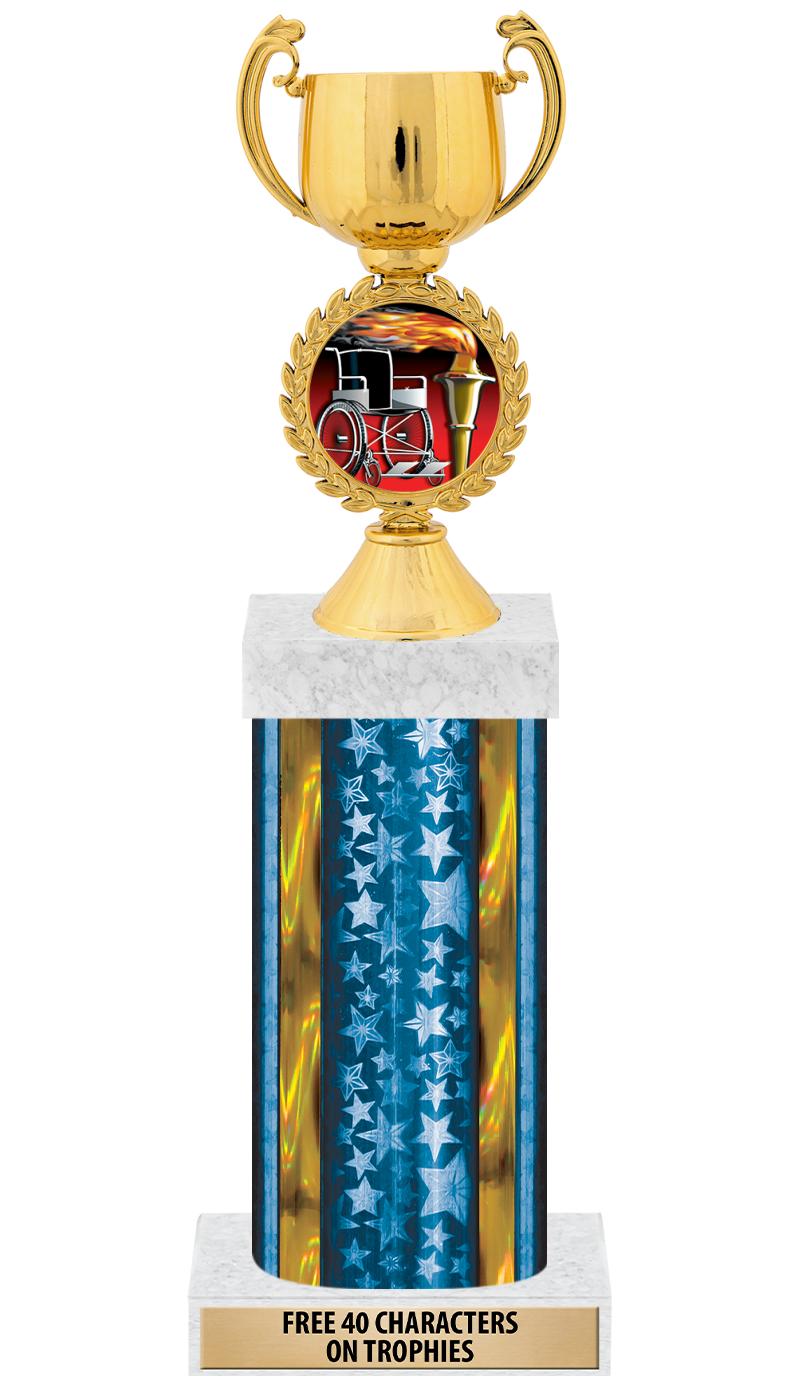 14"BLUE/GD-STARS-GD FIG/SQUARE