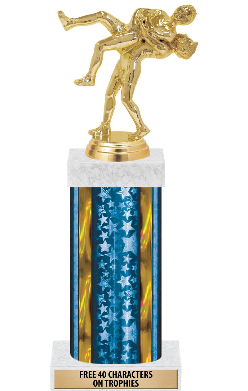 14"BLUE/GD-STARS-GD FIG/SQUARE