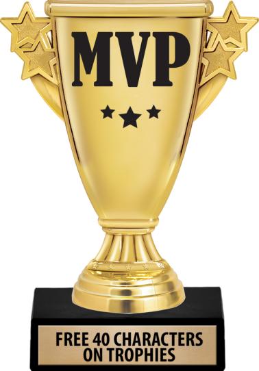 Crown Awards MVP Trophy, 8 Gold Star MVP Trophies with Deluxe Round Base