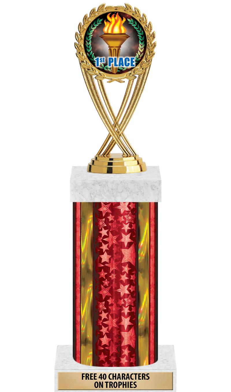 14"RED/GD-STARS-GD FIG/SQUARE