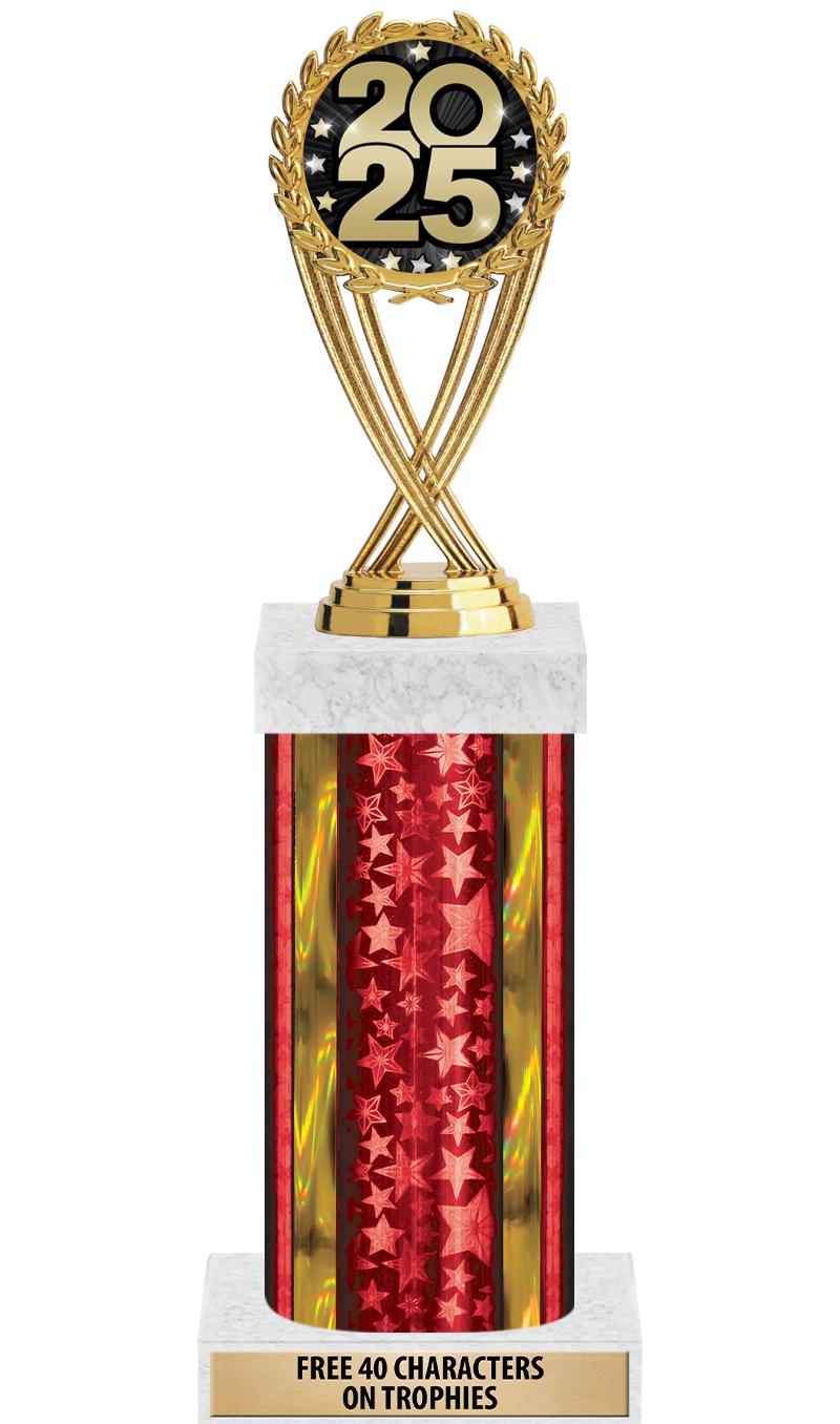 14"RED/GD-STARS-GD FIG/SQUARE