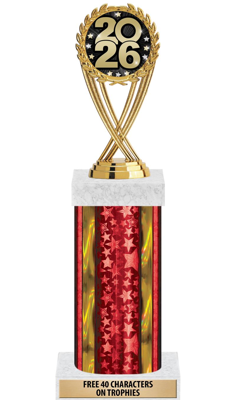 14"RED/GD-STARS-GD FIG/SQUARE