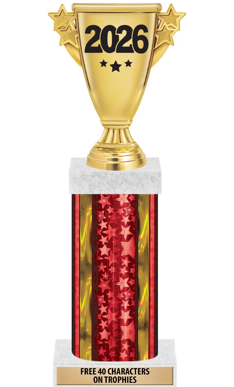 14"RED/GD-STARS-GD FIG/SQUARE