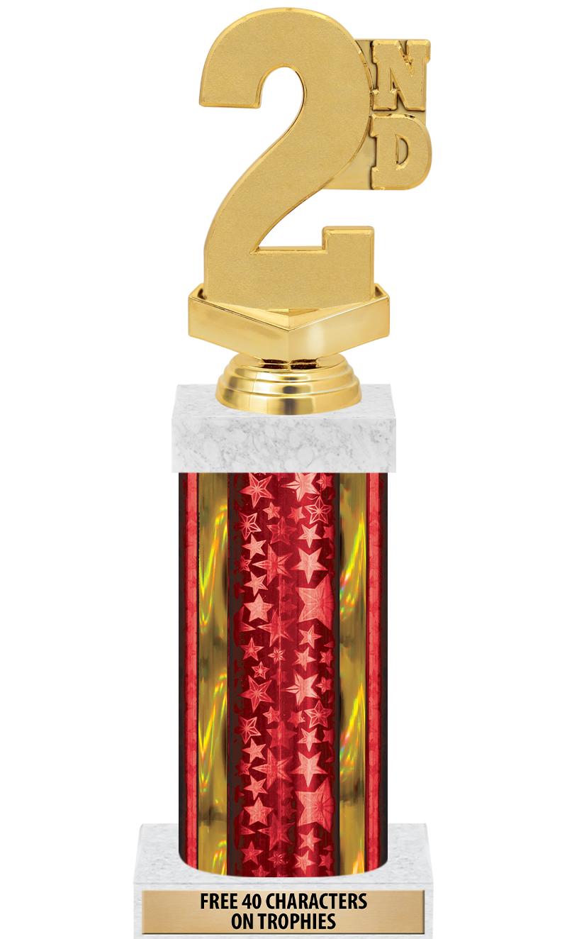 14"RED/GD-STARS-GD FIG/SQUARE