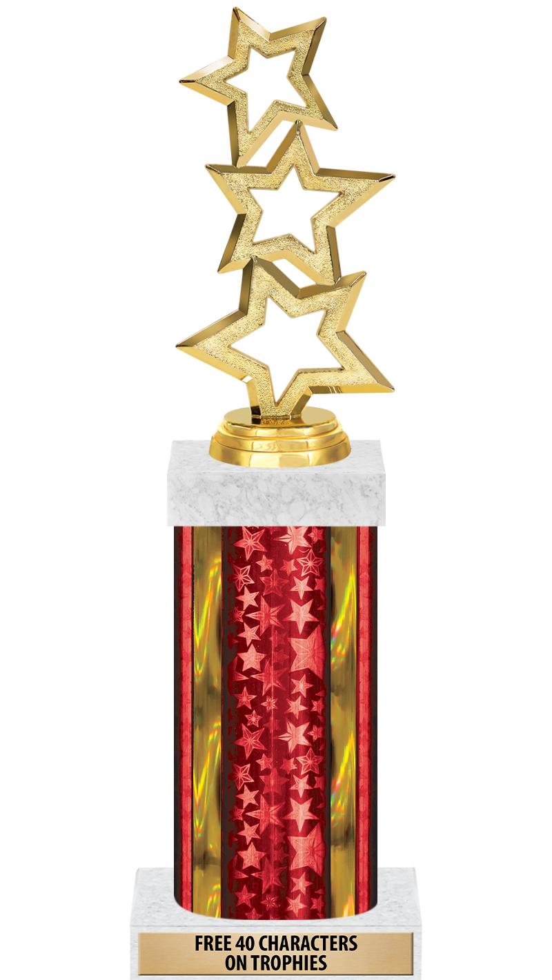 14"RED/GD-STARS-GD FIG/SQUARE