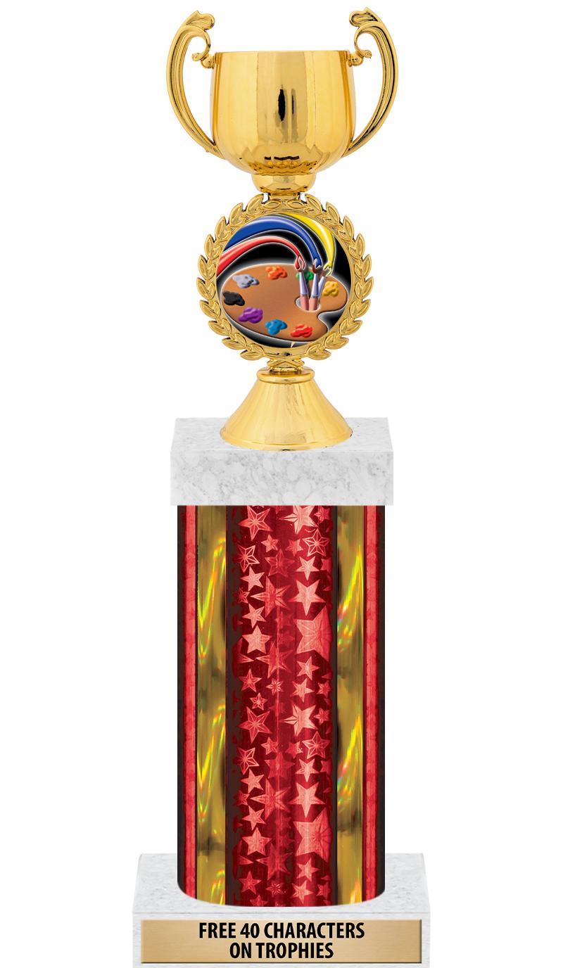 14"RED/GD-STARS-GD FIG/SQUARE