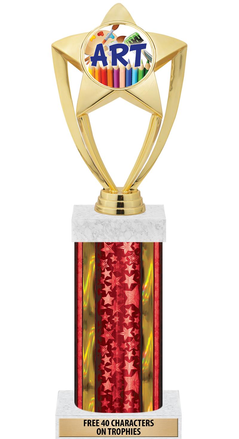 14"RED/GD-STARS-GD FIG/SQUARE