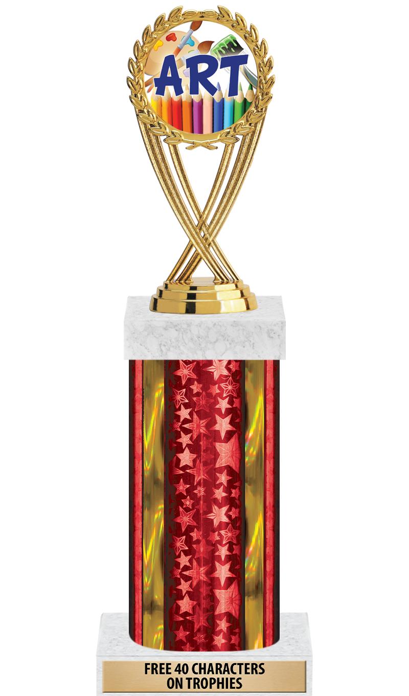 14"RED/GD-STARS-GD FIG/SQUARE