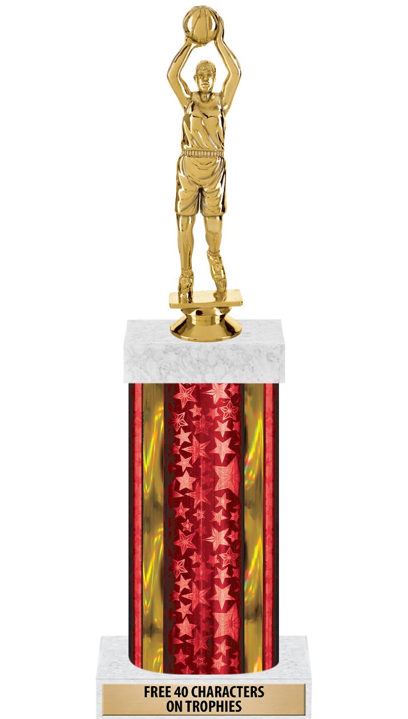 14"RED/GD-STARS-GD FIG/SQUARE