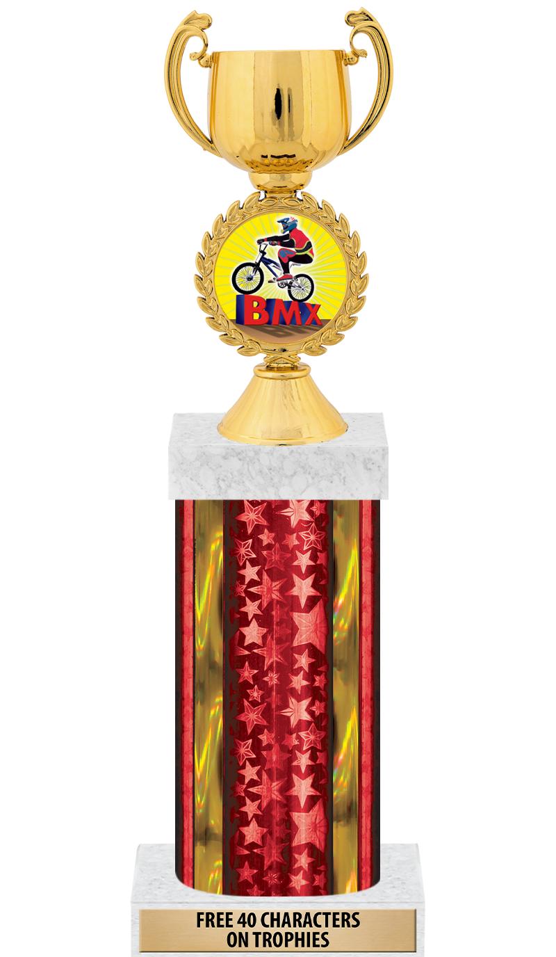 14"RED/GD-STARS-GD FIG/SQUARE