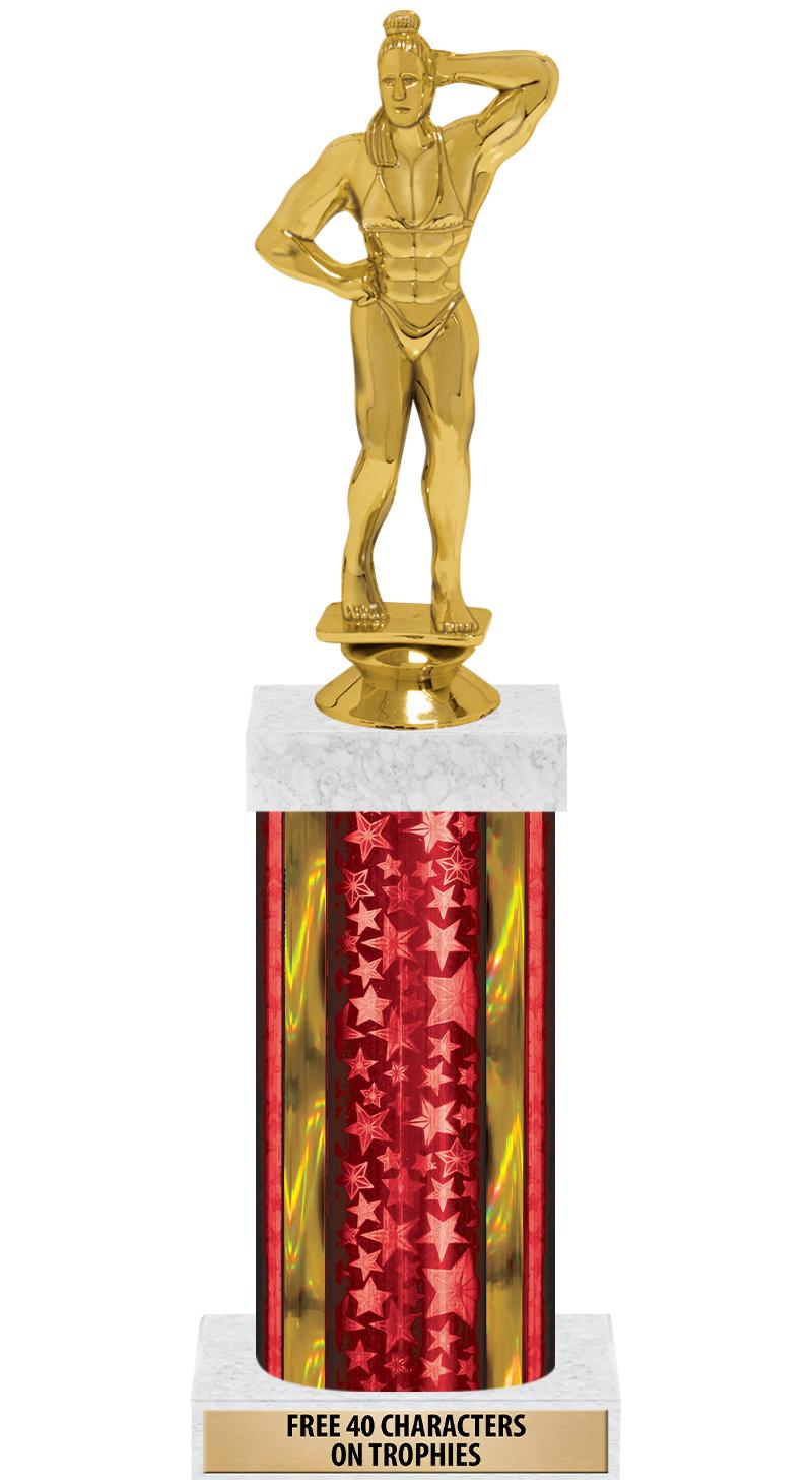 14"RED/GD-STARS-GD FIG/SQUARE