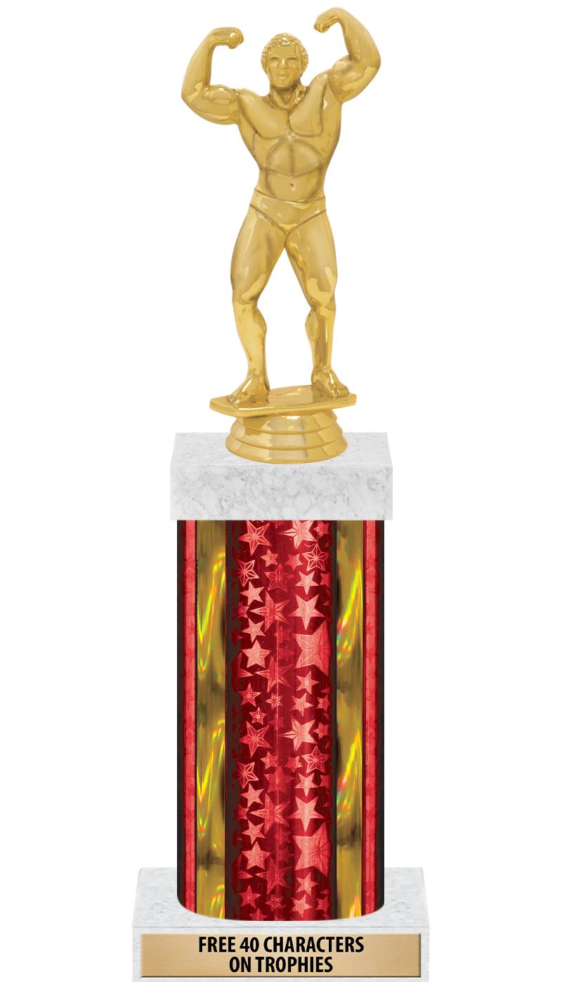 14"RED/GD-STARS-GD FIG/SQUARE