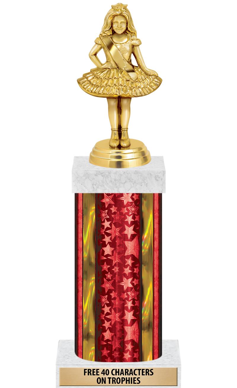 14"RED/GD-STARS-GD FIG/SQUARE