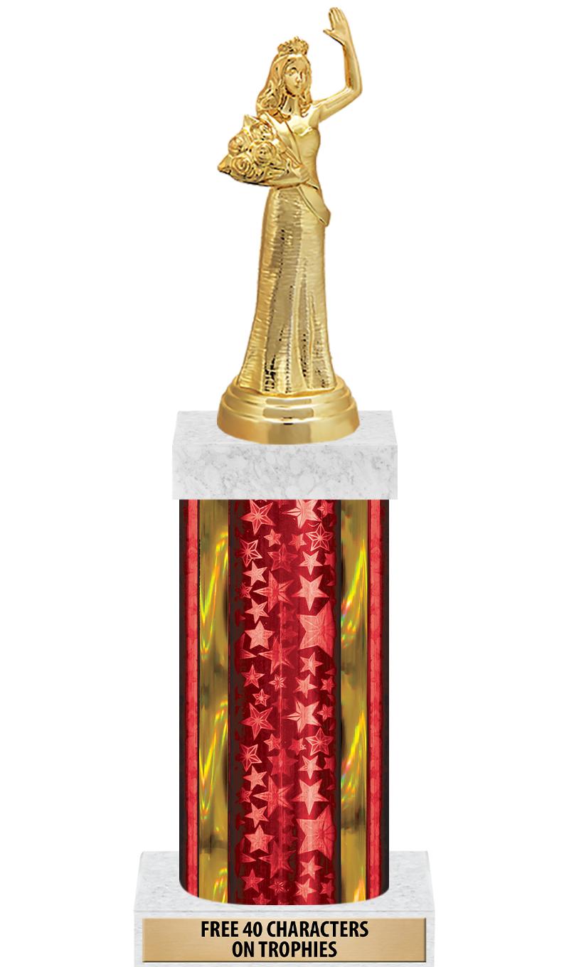 14"RED/GD-STARS-GD FIG/SQUARE