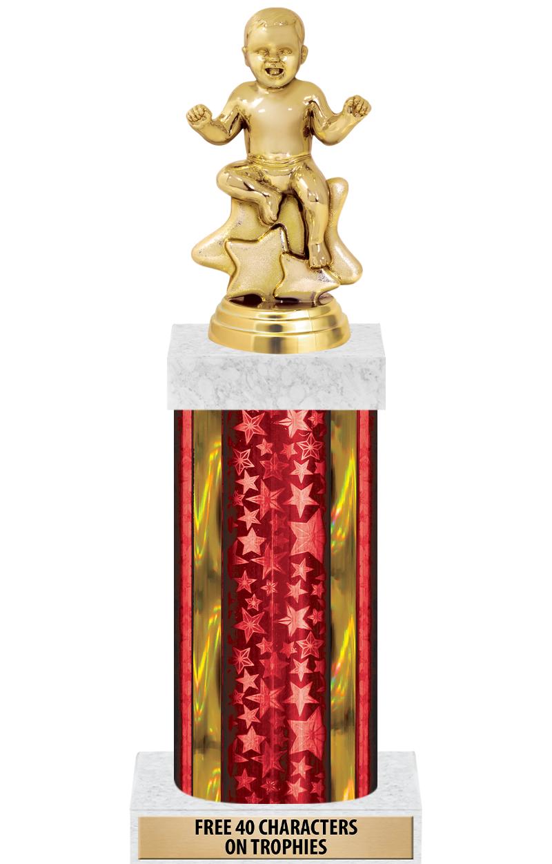 14"RED/GD-STARS-GD FIG/SQUARE