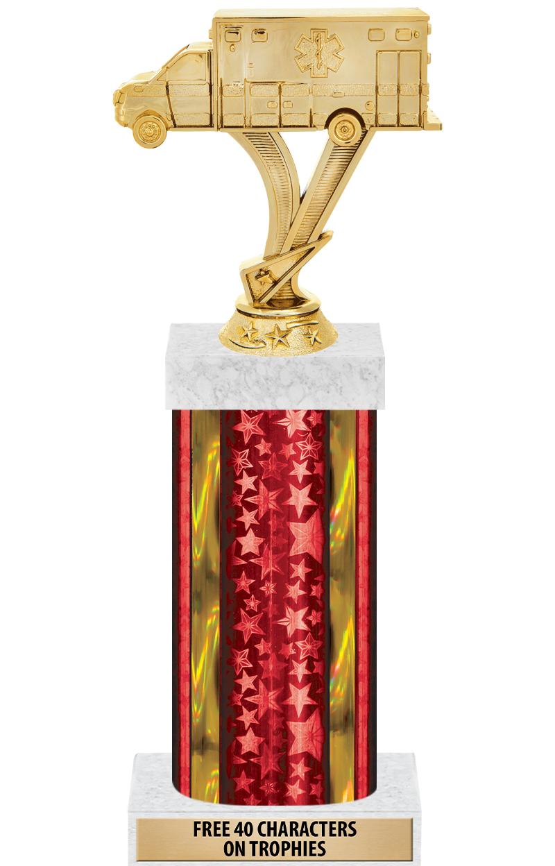 14"RED/GD-STARS-GD FIG/SQUARE