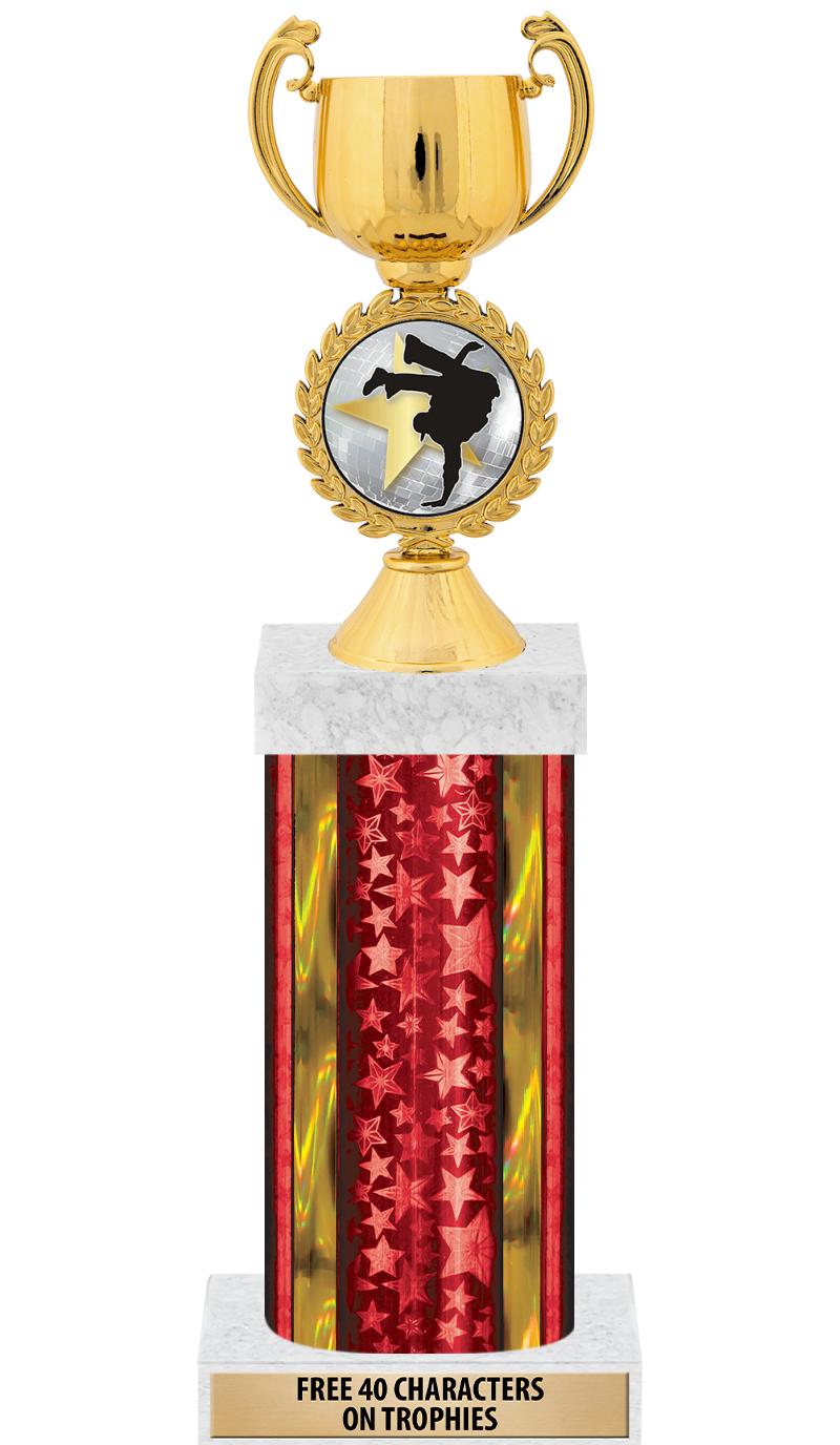 14"RED/GD-STARS-GD FIG/SQUARE