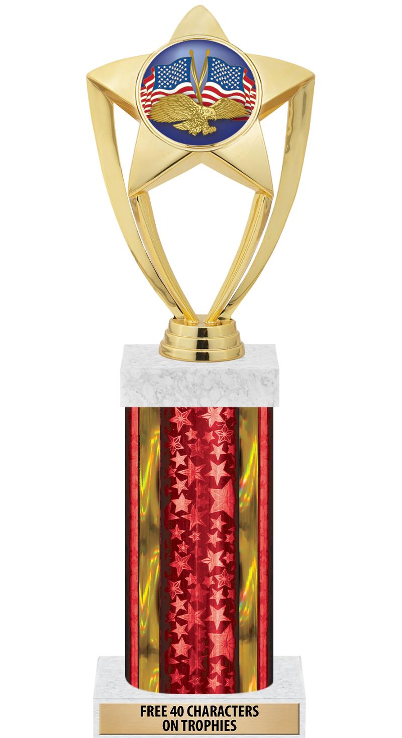 14"RED/GD-STARS-GD FIG/SQUARE