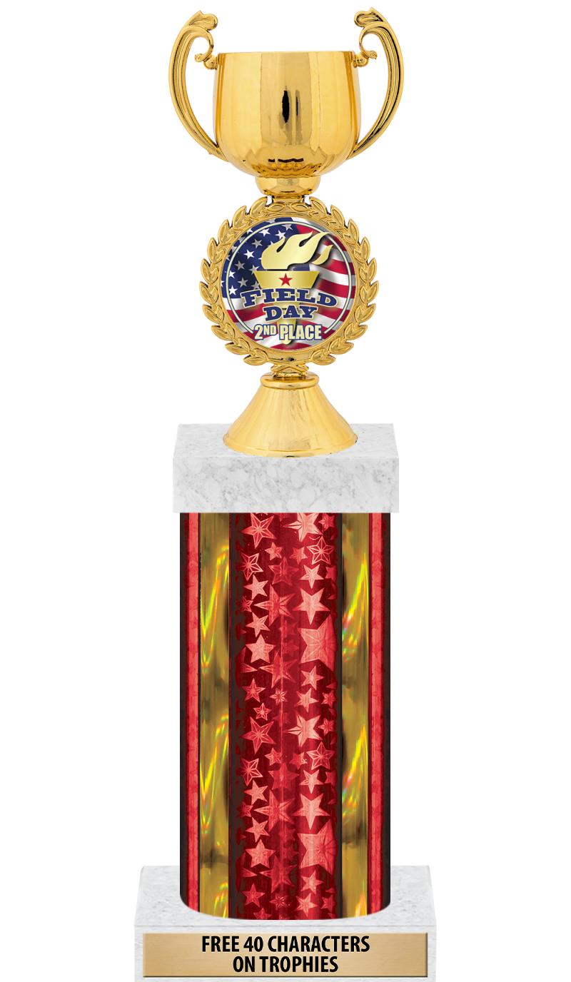 14"RED/GD-STARS-GD FIG/SQUARE