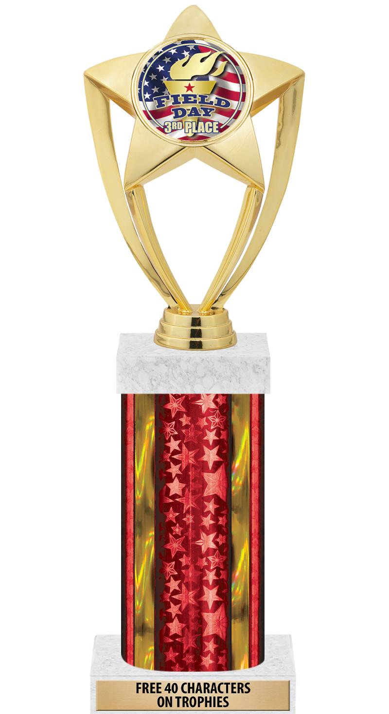 14"RED/GD-STARS-GD FIG/SQUARE