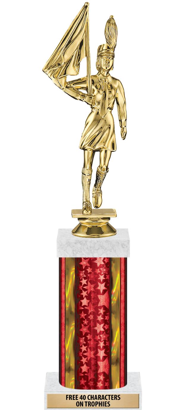 14"RED/GD-STARS-GD FIG/SQUARE