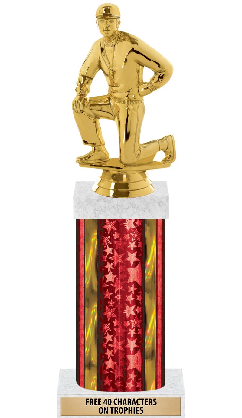 14"RED/GD-STARS-GD FIG/SQUARE