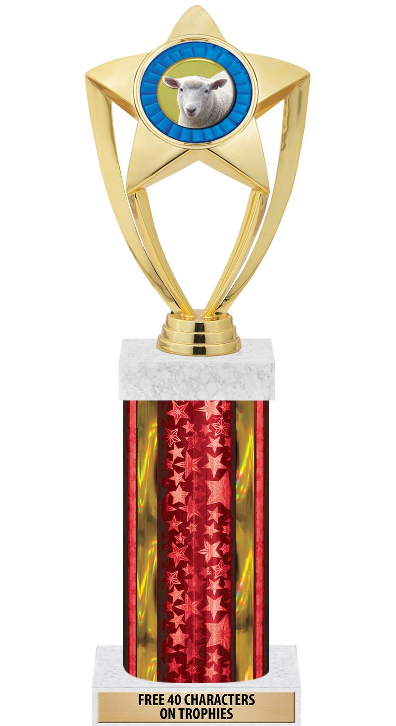 14"RED/GD-STARS-GD FIG/SQUARE