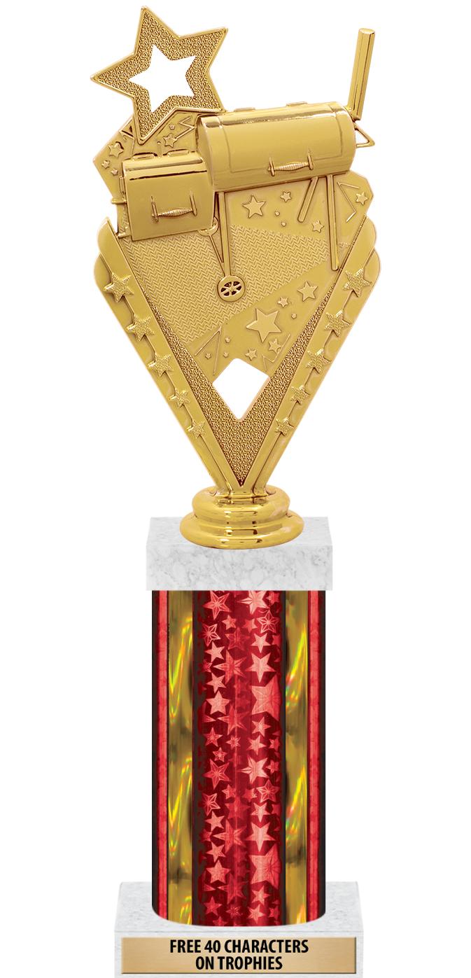 14"RED/GD-STARS-GD FIG/SQUARE