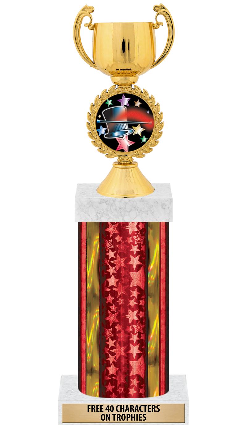 14"RED/GD-STARS-GD FIG/SQUARE