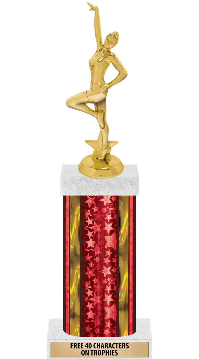 14"RED/GD-STARS-GD FIG/SQUARE