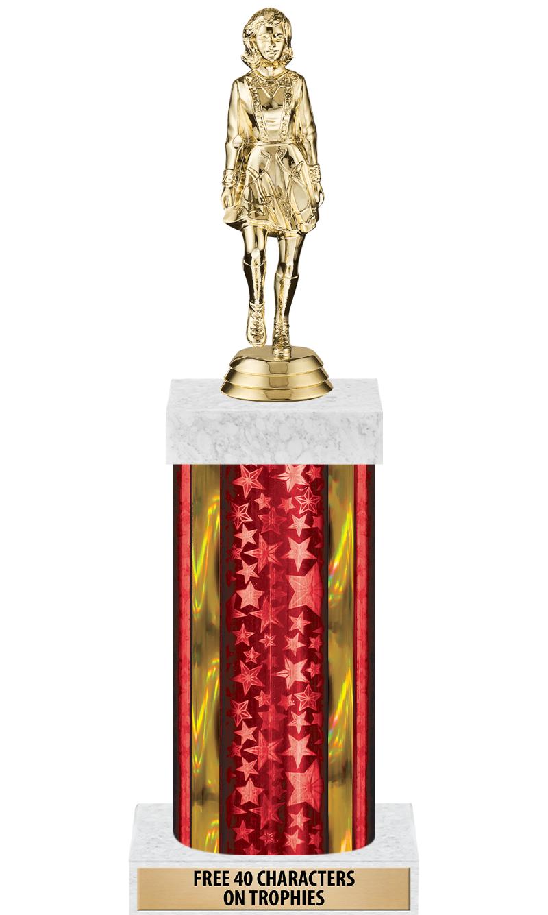 14"RED/GD-STARS-GD FIG/SQUARE