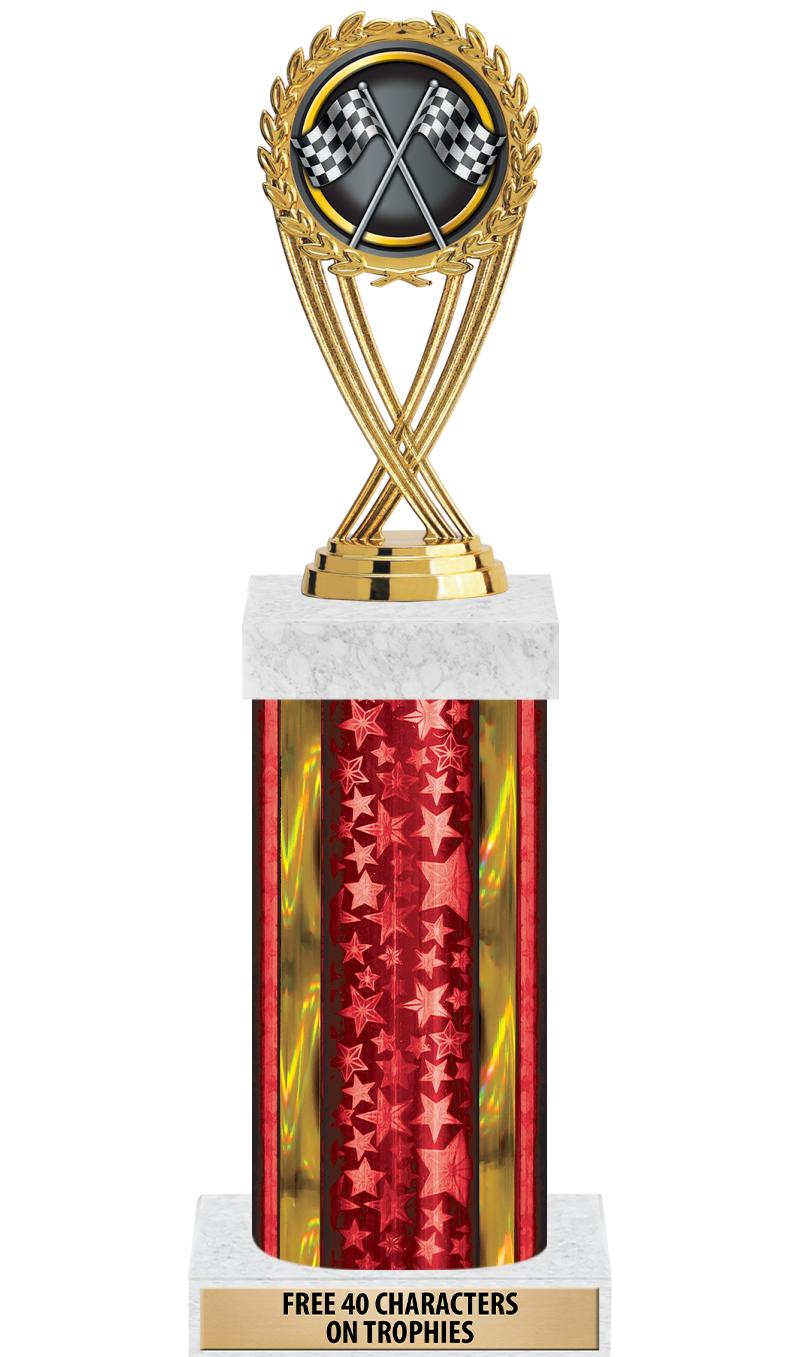 14"RED/GD-STARS-GD FIG/SQUARE