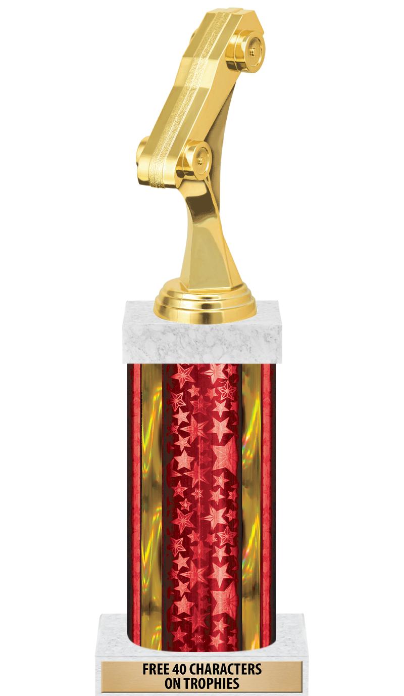 14"RED/GD-STARS-GD FIG/SQUARE