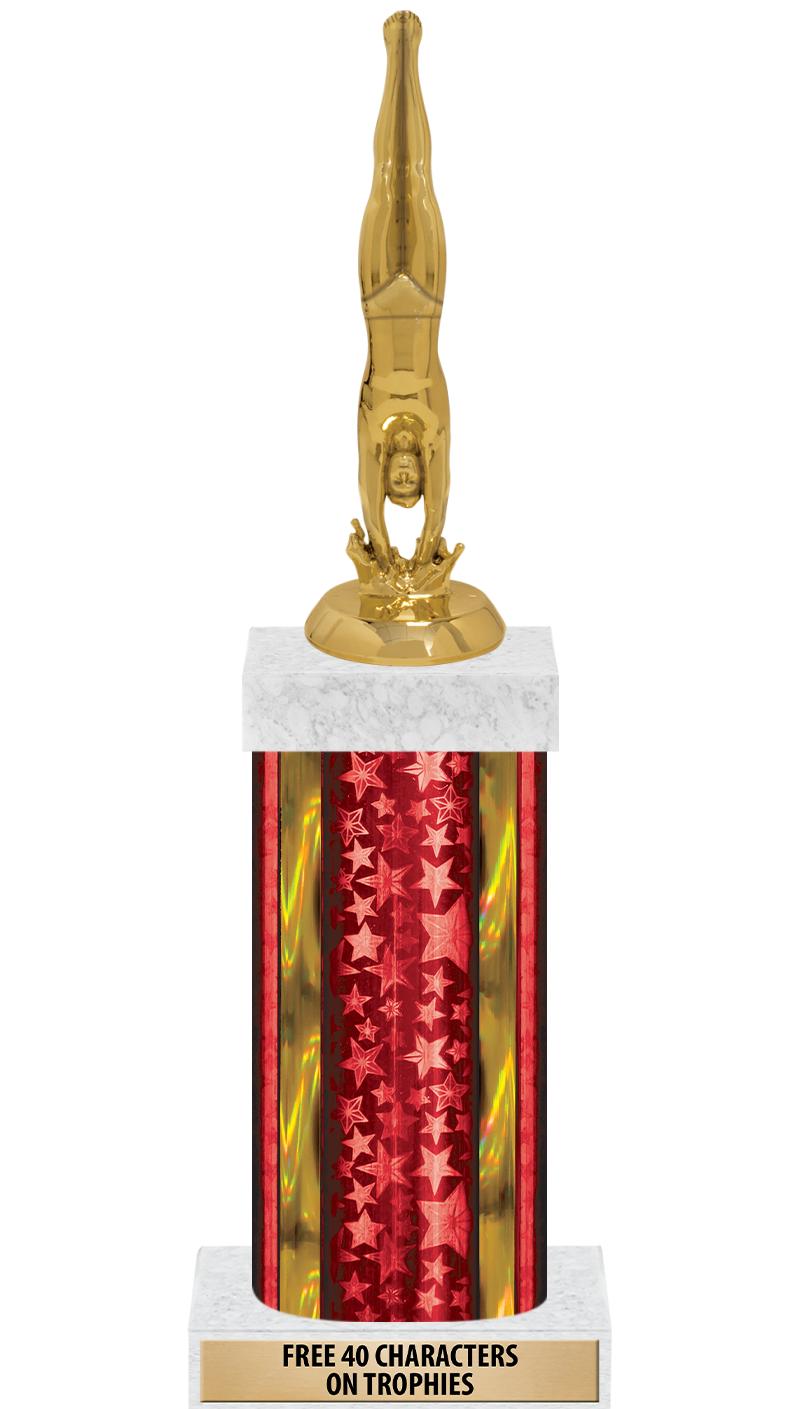 14"RED/GD-STARS-GD FIG/SQUARE