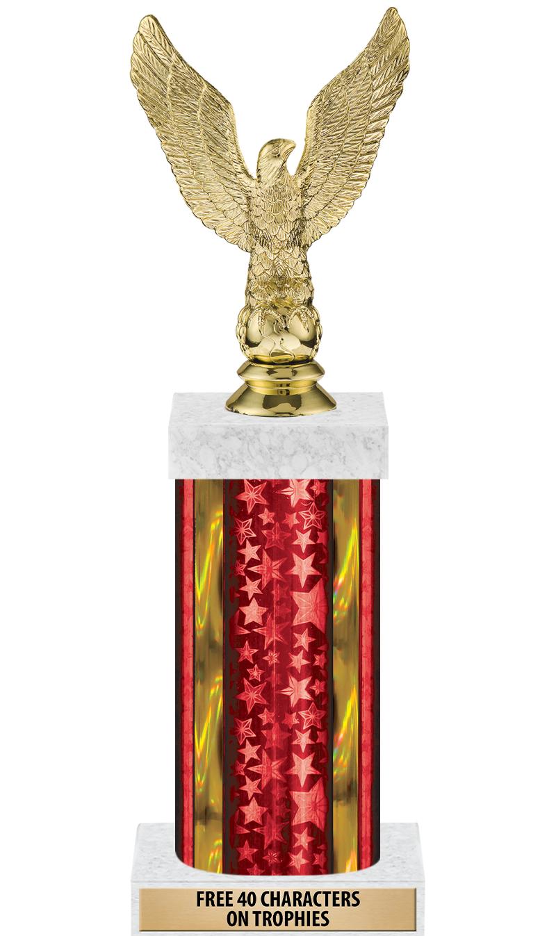 14"RED/GD-STARS-GD FIG/SQUARE