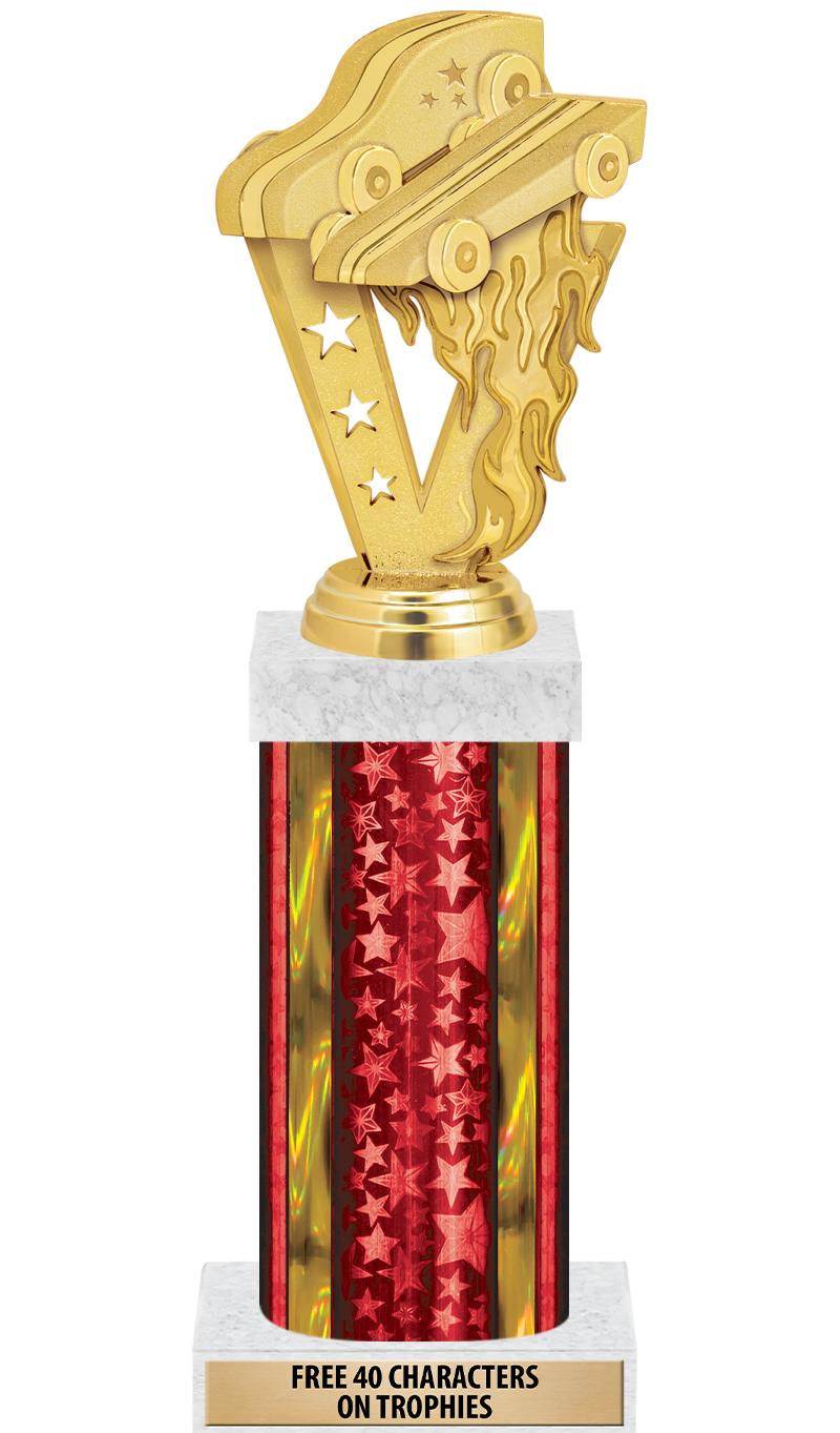 14"RED/GD-STARS-GD FIG/SQUARE