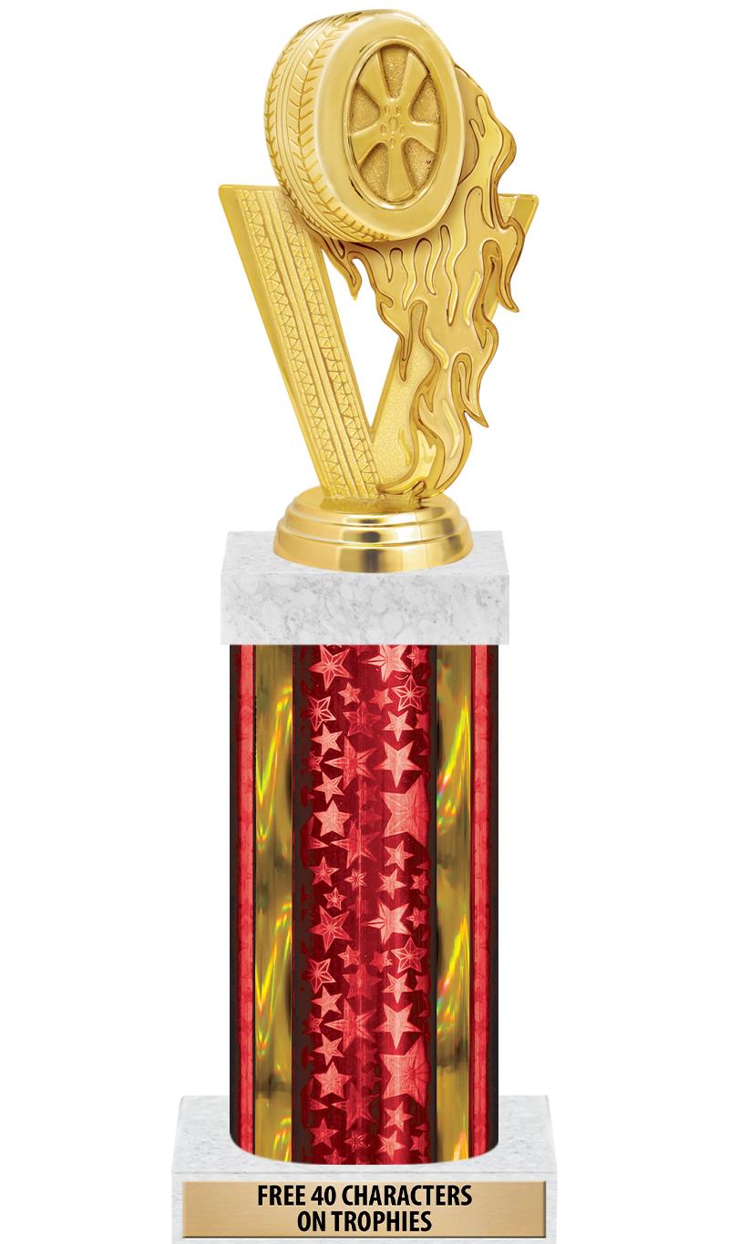 14"RED/GD-STARS-GD FIG/SQUARE