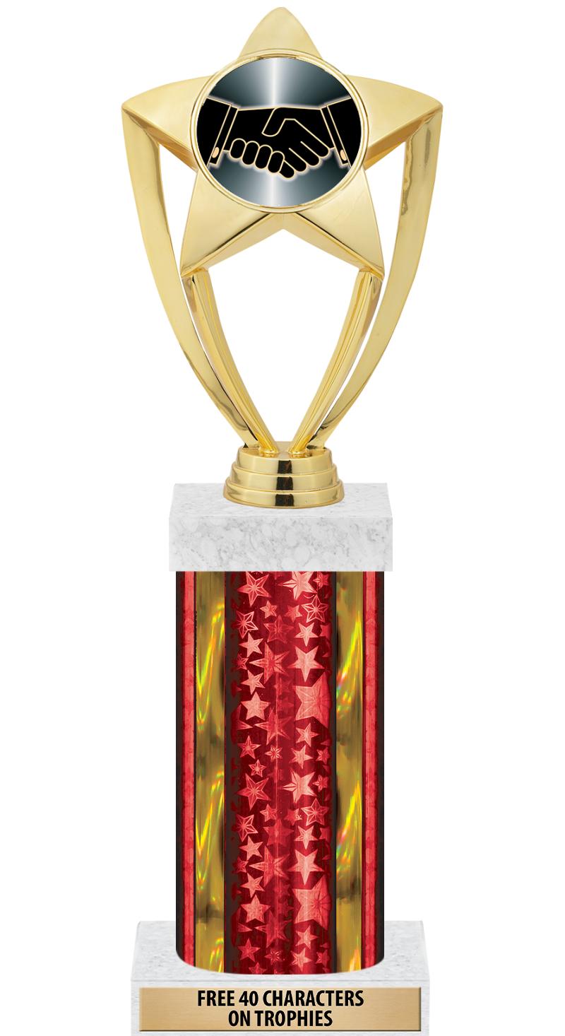 14"RED/GD-STARS-GD FIG/SQUARE