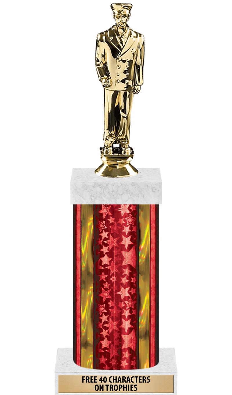 14"RED/GD-STARS-GD FIG/SQUARE