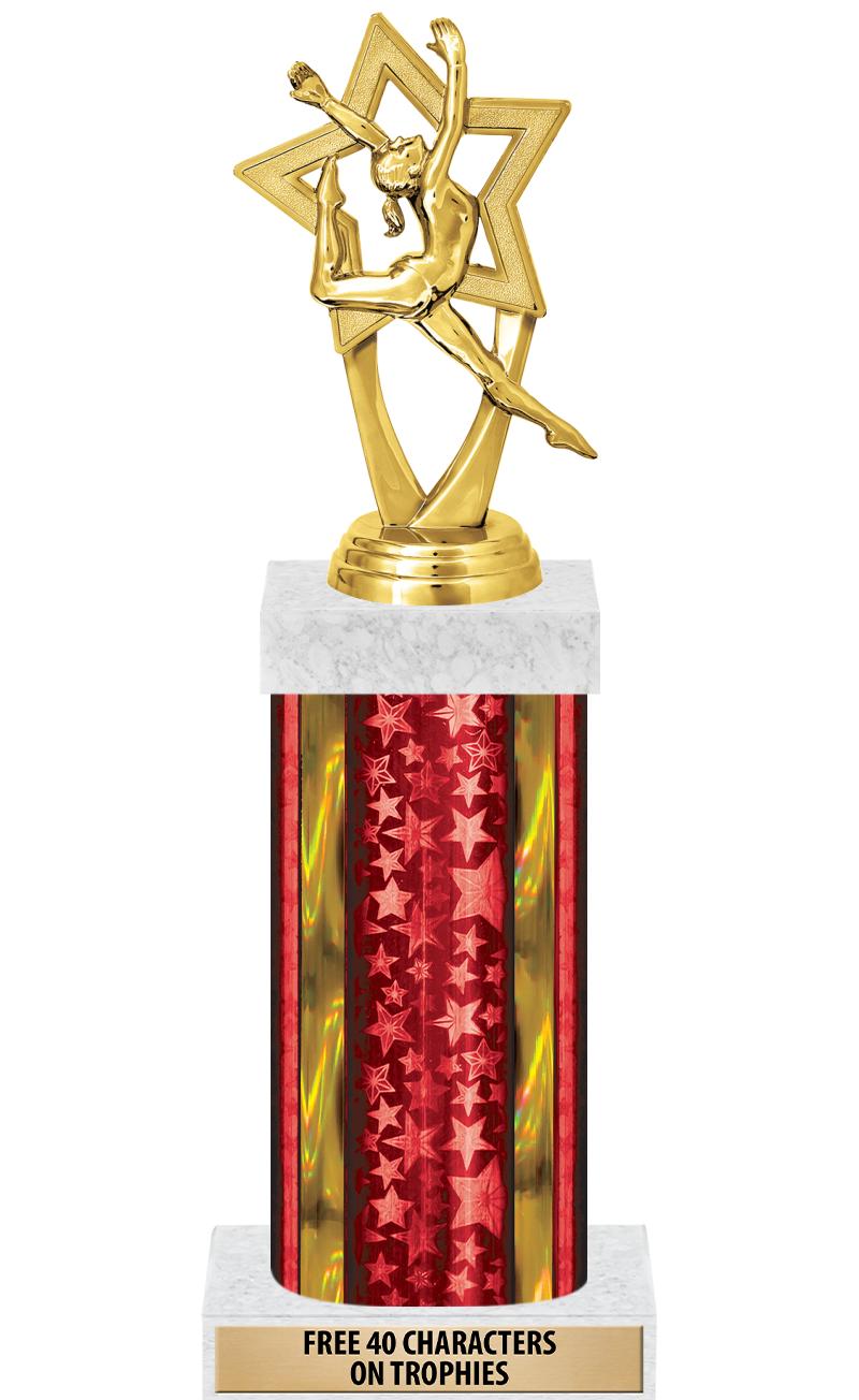 14"RED/GD-STARS-GD FIG/SQUARE