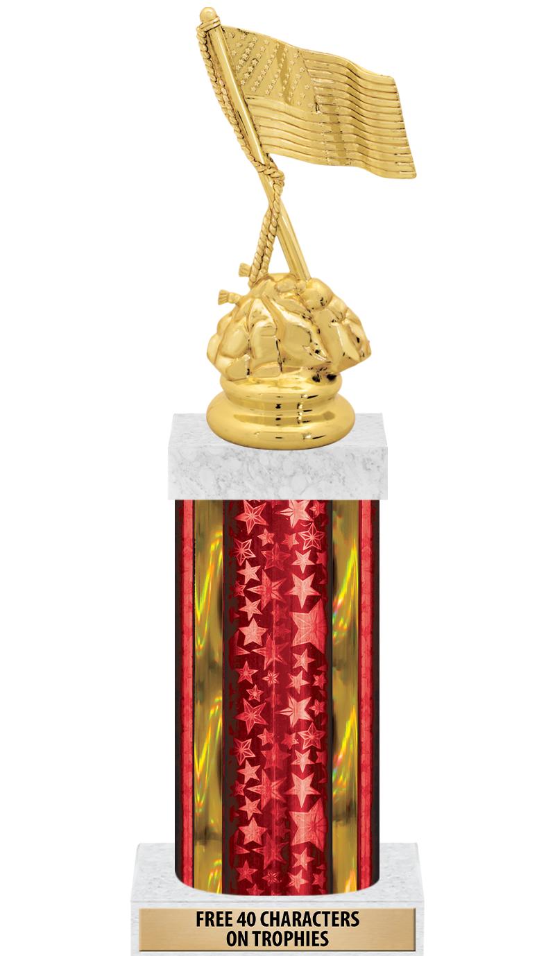 14"RED/GD-STARS-GD FIG/SQUARE