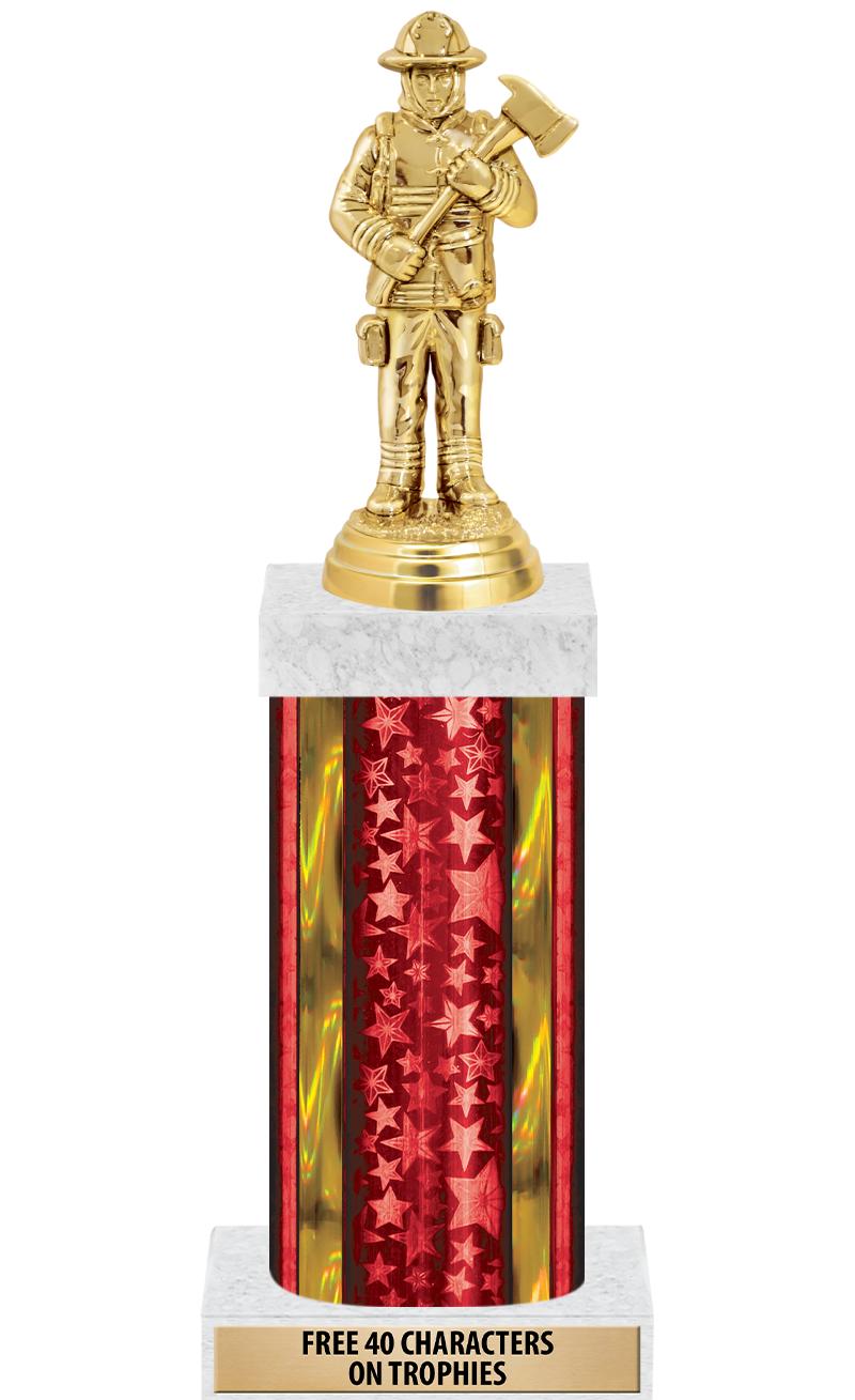 14"RED/GD-STARS-GD FIG/SQUARE