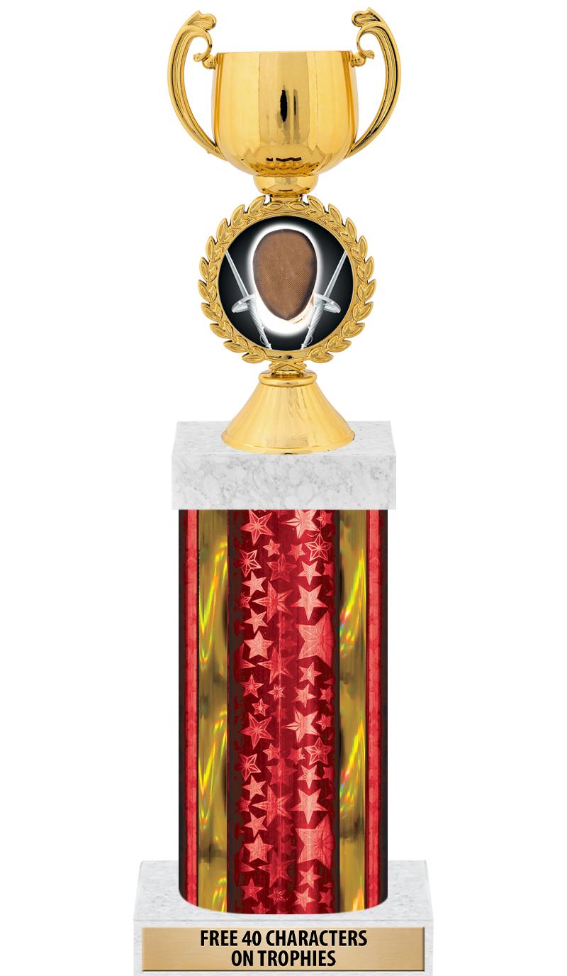 14"RED/GD-STARS-GD FIG/SQUARE