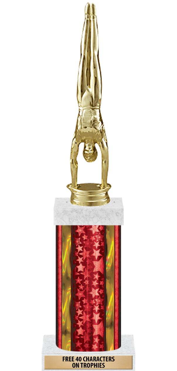 14"RED/GD-STARS-GD FIG/SQUARE